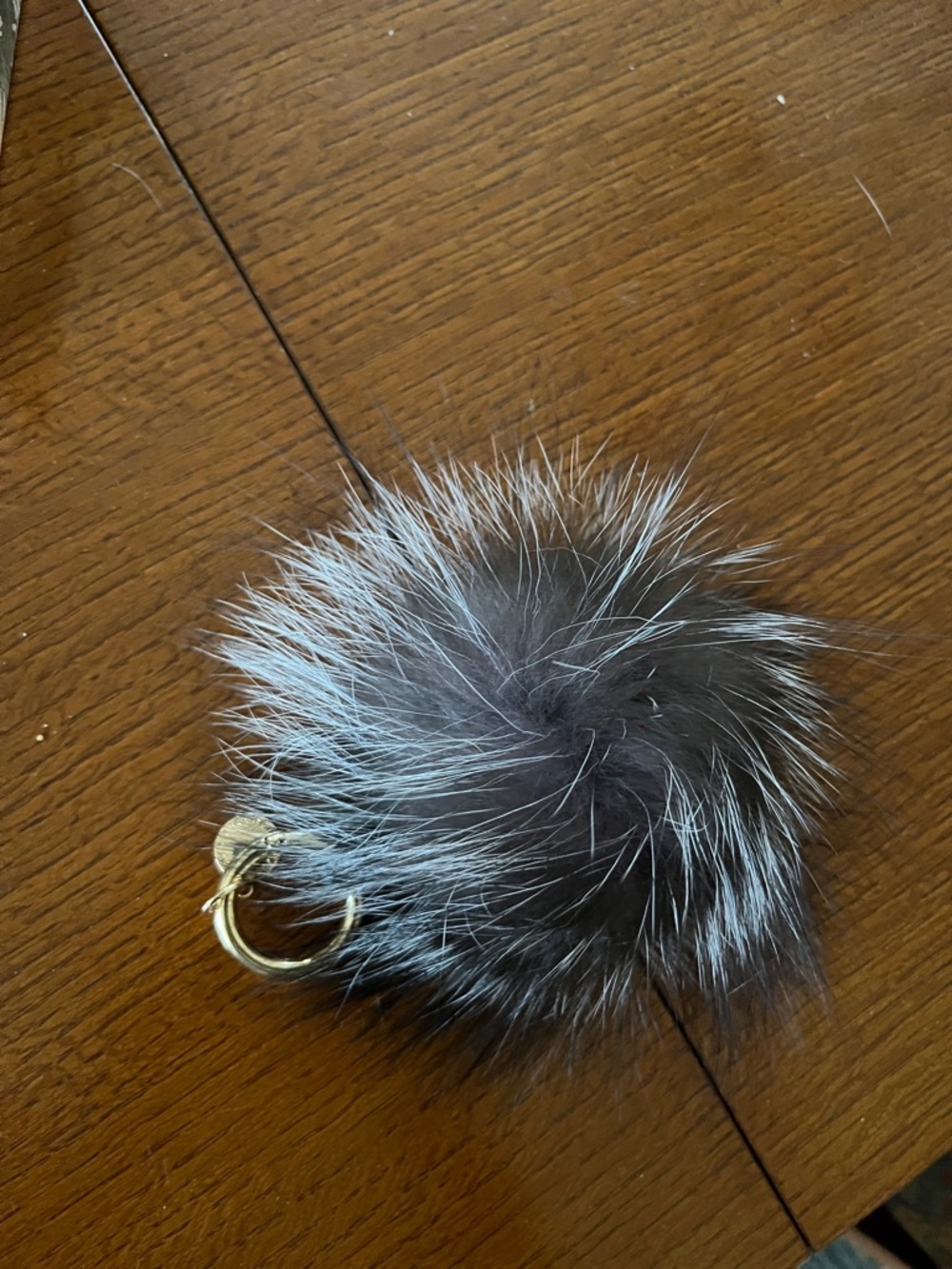 Faux Fur Pom Keychain Bag Charm - Gray